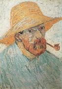 Vincent Van Gogh Self-Portrait with Pipe and Straw Hat (nn04) china oil painting reproduction